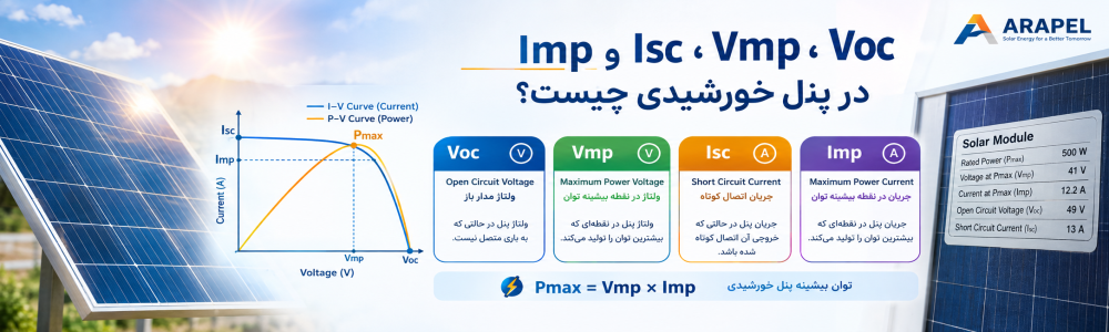 بررسی مشخصات ولتاژ و جریان پنل خورشیدی Voc Vmp Isc Imp